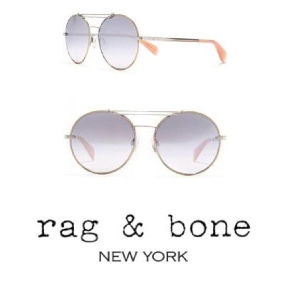 Rag & Bone Womens Silver Round Metal Frame 59mm Sunglasses with case New - Picture 9 of 10